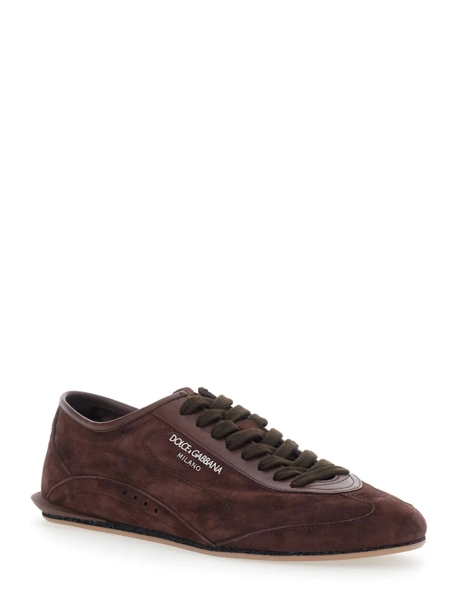 Sneakers Dolce &amp; Gabbana maro din piele intoarsa 'Gimondi Plus' - Img 2