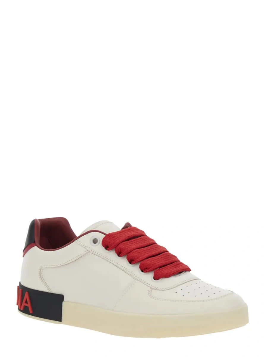 Sneakers Dolce &amp; Gabbana 'Portofino' albi din piele 'Portofino Custom' - Img 2