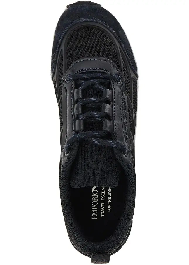 Sneakers Emporio Armani albastri din mesh - Img 4