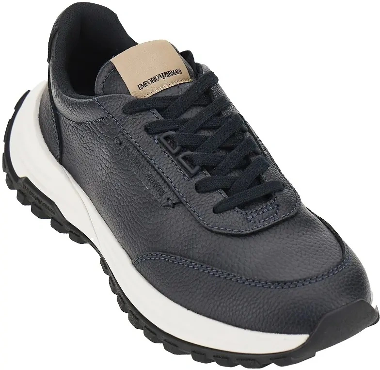 Sneakers Emporio Armani albastri din piele - Img 2