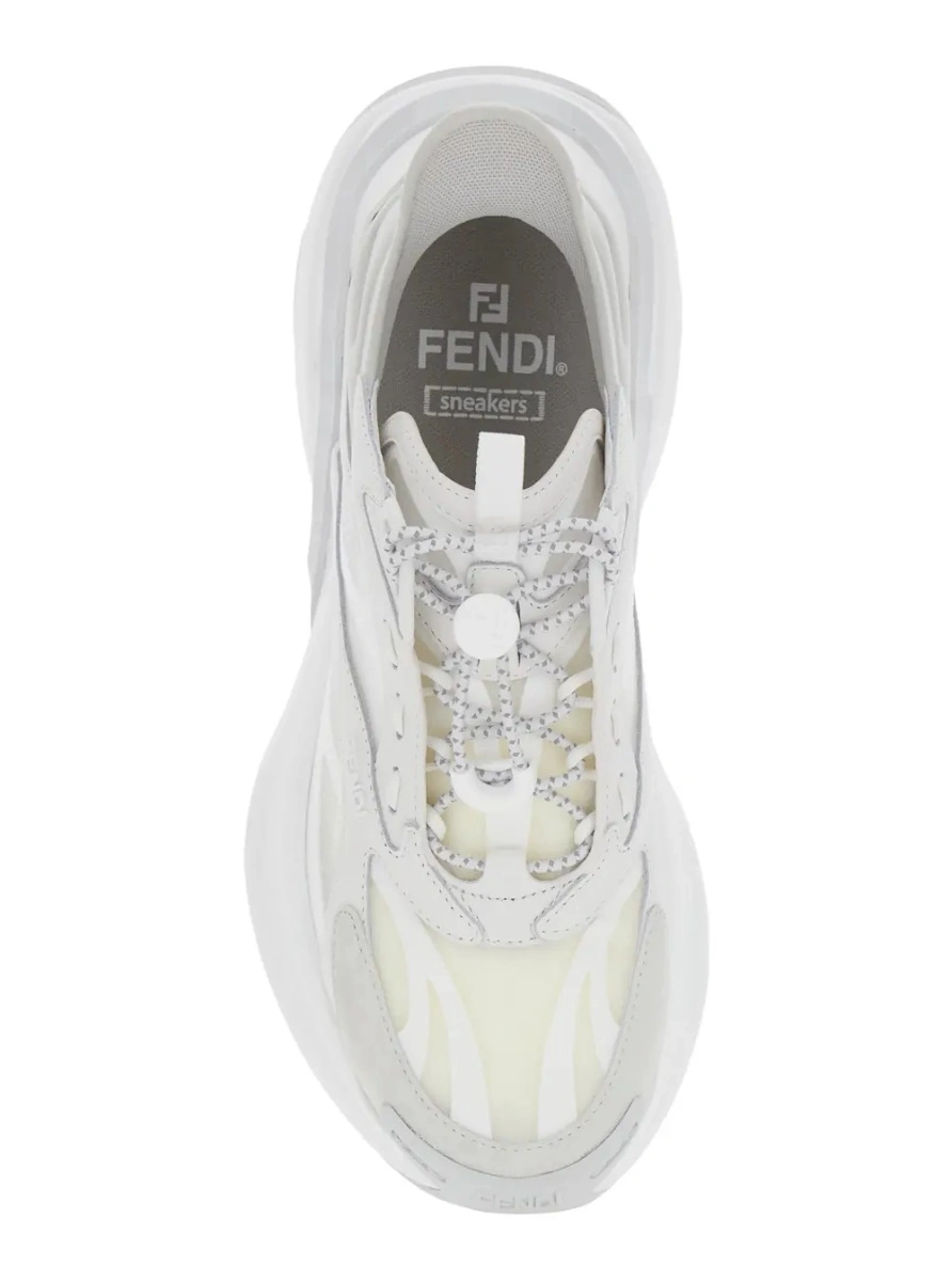 Sneakers Fendi albi din mesh si piele - Img 4