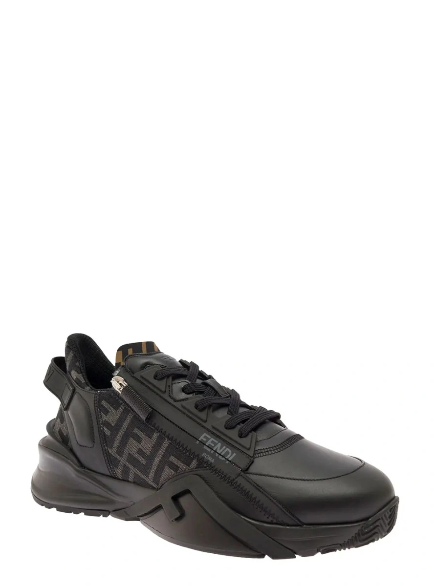 Sneakers Fendi 'Flow' negri din piele - Img 2