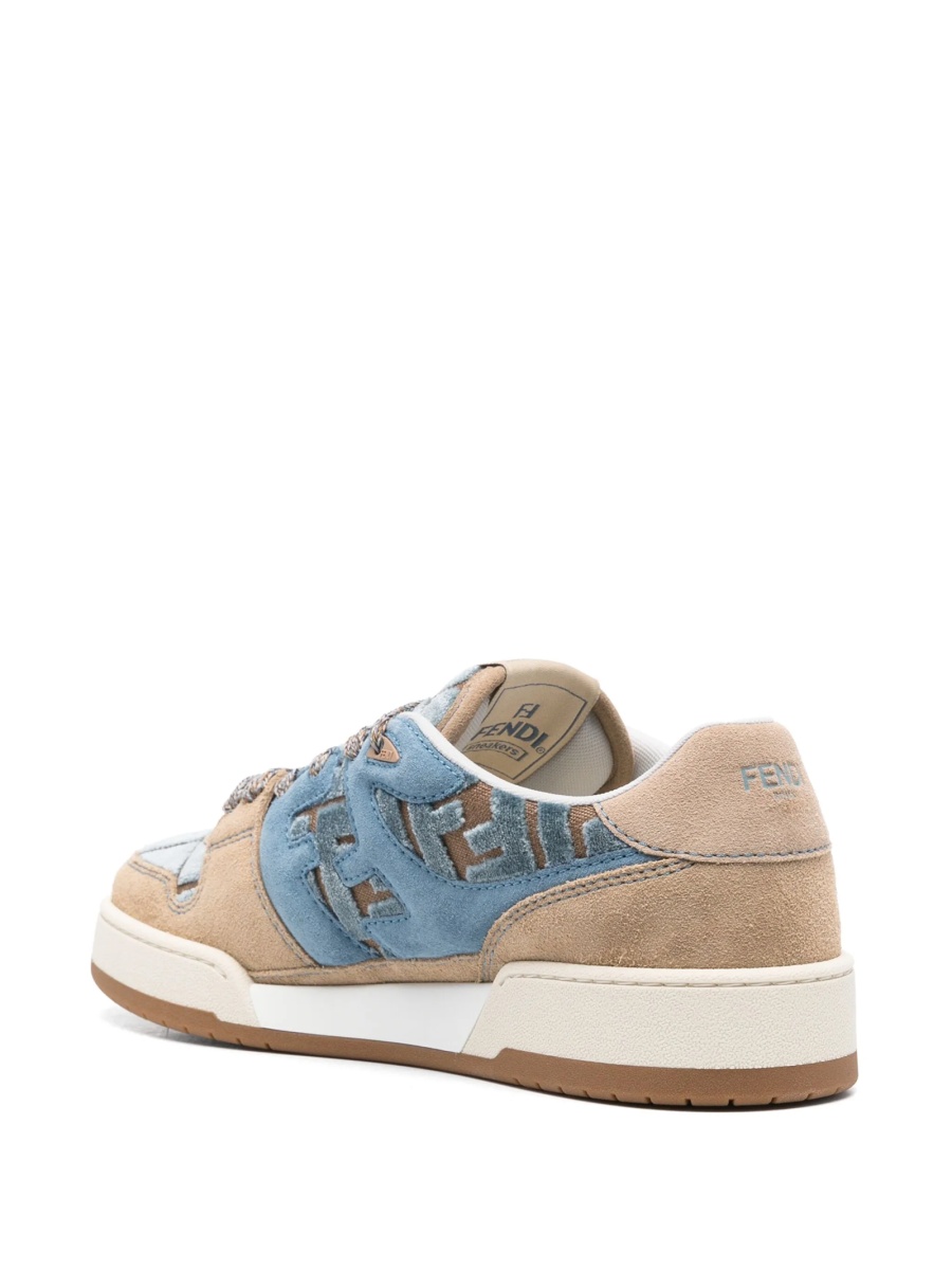 Sneakers Fendi maro din piele intoarsa si material textil - Img 3
