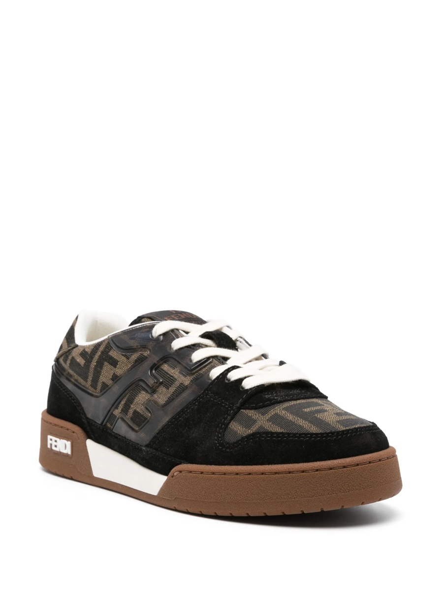 Sneakers Fendi negri din piele si material textil - Img 2