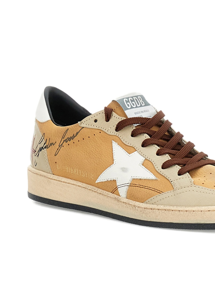 Sneakers Golden Goose ball star neutri din piele - Img 4