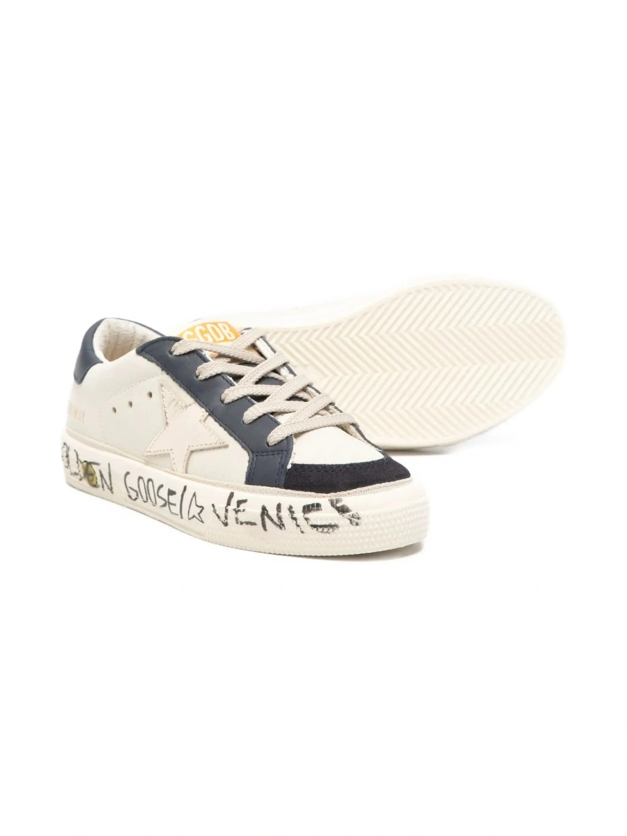 Sneakers GOLDEN GOOSE KIDS albi din piele 'May' - Img 5
