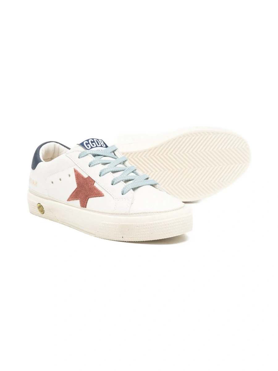 Sneakers GOLDEN GOOSE KIDS albi din piele 'May' - Img 5