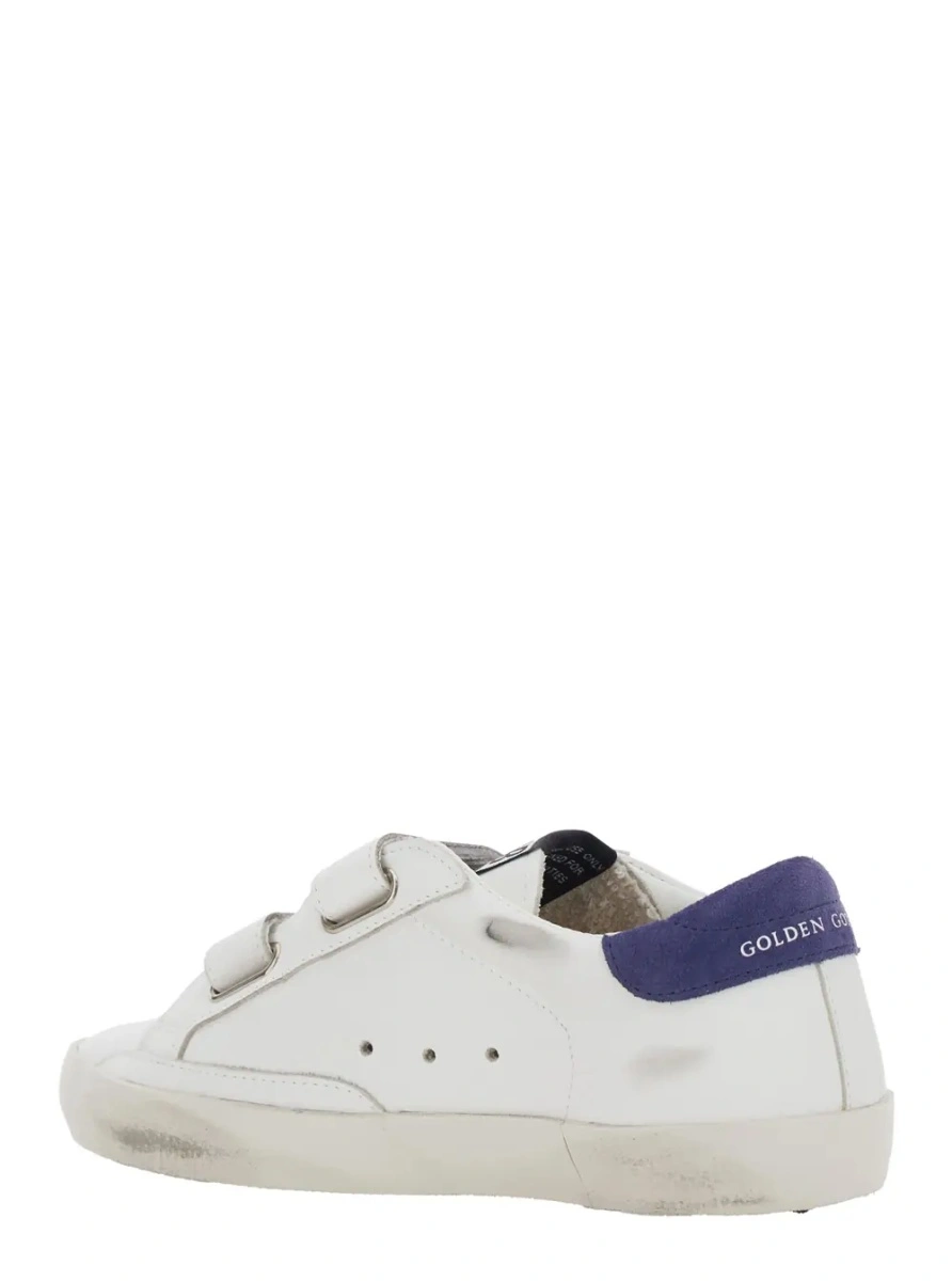 Sneakers GOLDEN GOOSE KIDS albi din piele 'Old School' - Img 3