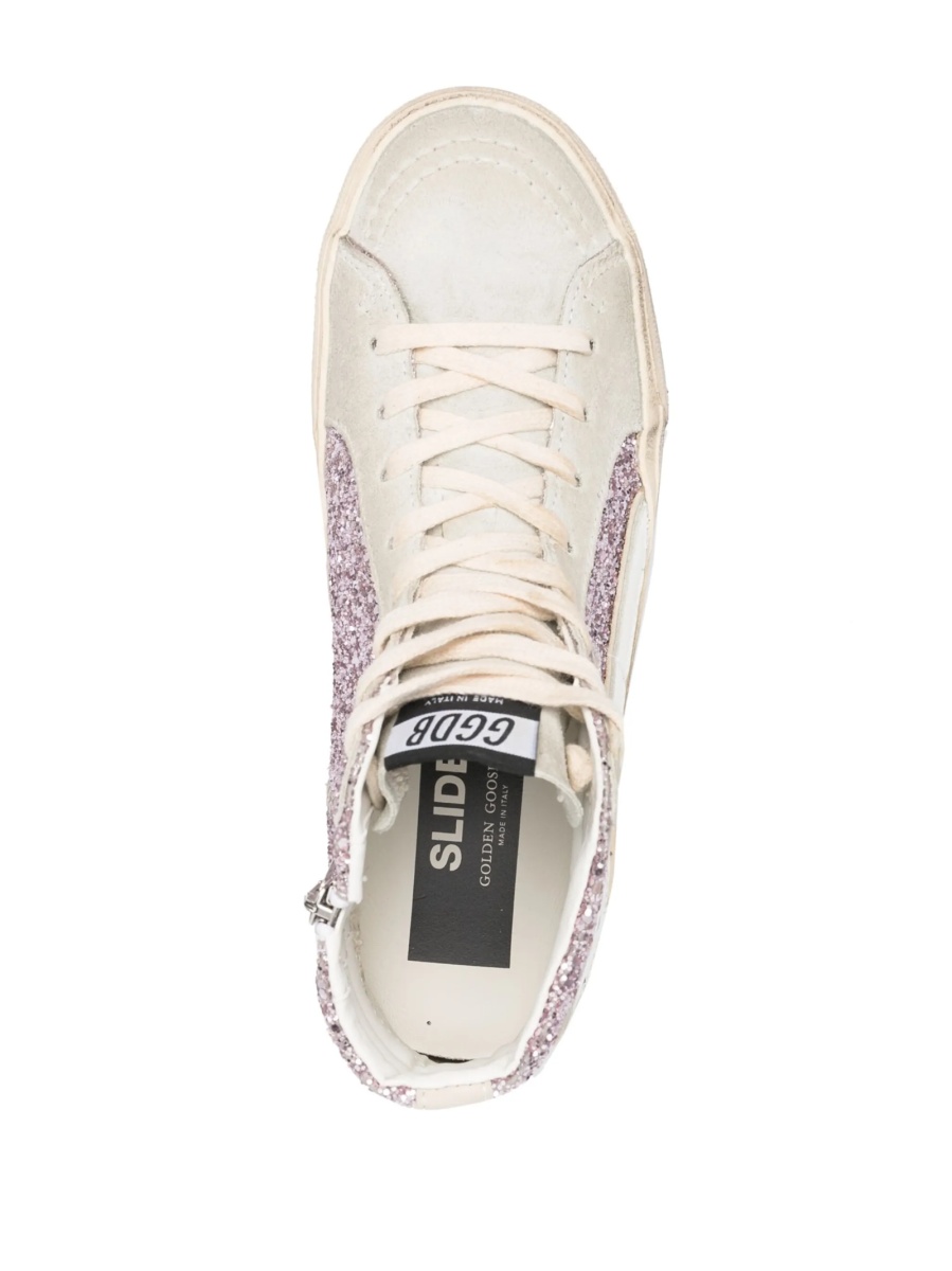 Sneakers Golden Goose slide roz din piele - Img 4
