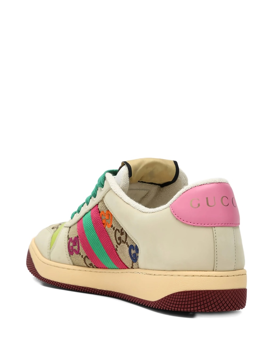 Sneakers Gucci neutri din piele si material textil - Img 5