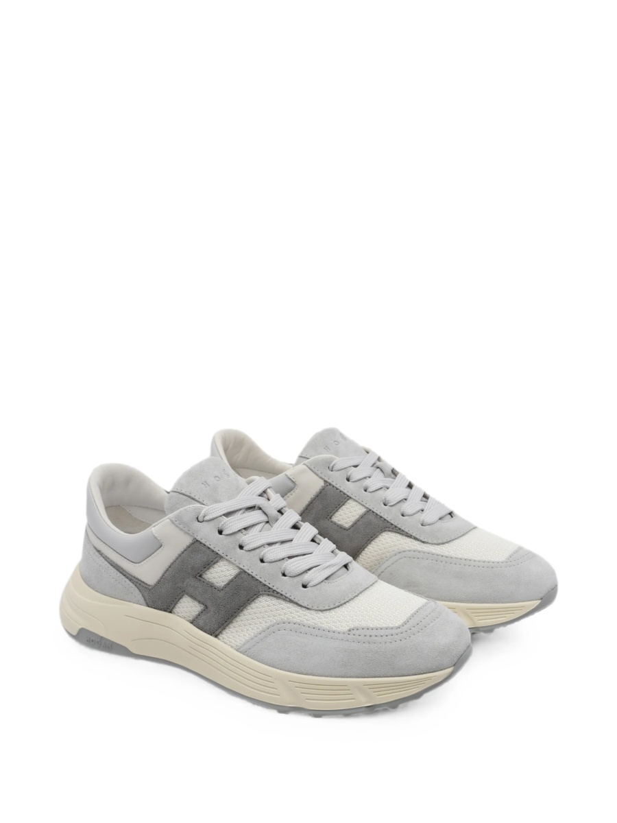 Sneakers Hogan gri din piele intoarsa si nylon - Img 2
