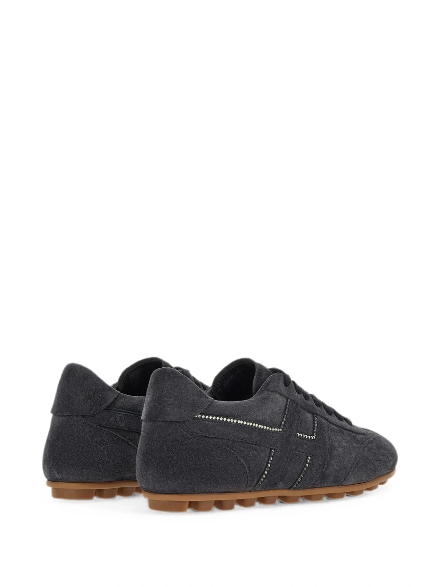 Sneakers Hogan gri din piele si piele intoarsa - Img 4