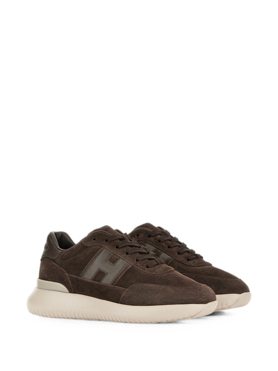 Sneakers Hogan interactive maro din piele intoarsa si piele - Img 2