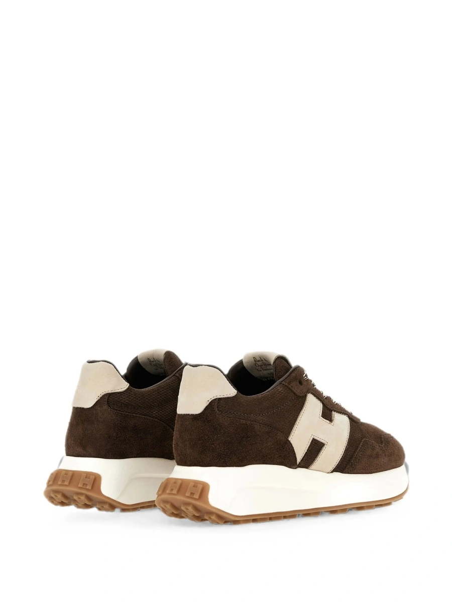 Sneakers Hogan maro din piele si piele intoarsa - Img 4