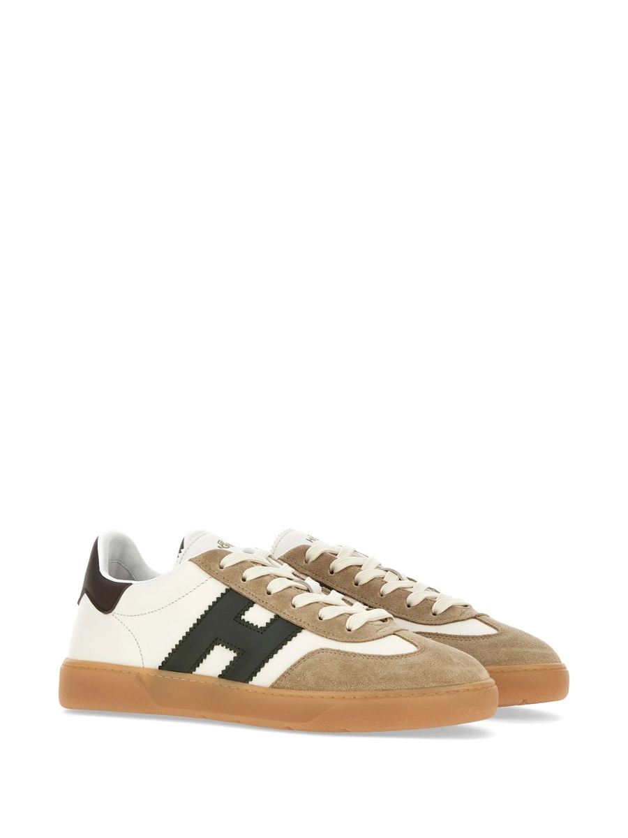 Sneakers Hogan neutri din piele intoarsa si piele - Img 2
