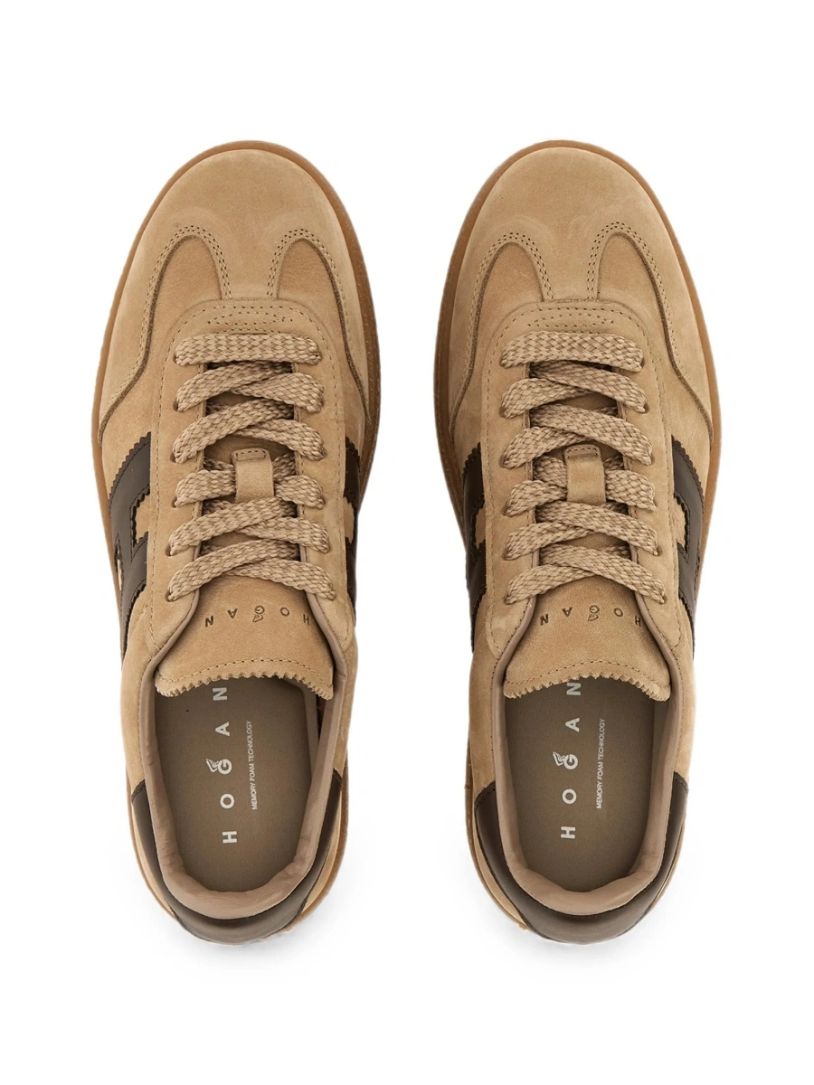Sneakers Hogan neutri din piele intoarsa si piele - Img 3
