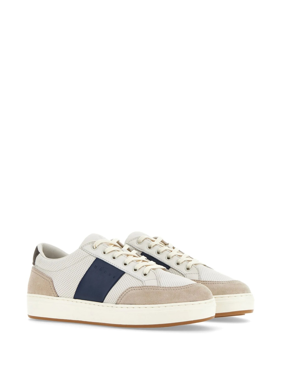 Sneakers Hogan neutri din piele si piele intoarsa - Img 2