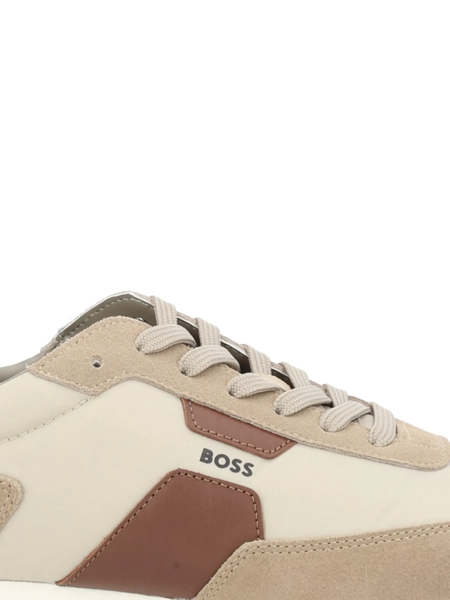 Sneakers Hugo Boss neutri din piele intoarsa si material textil - Img 2