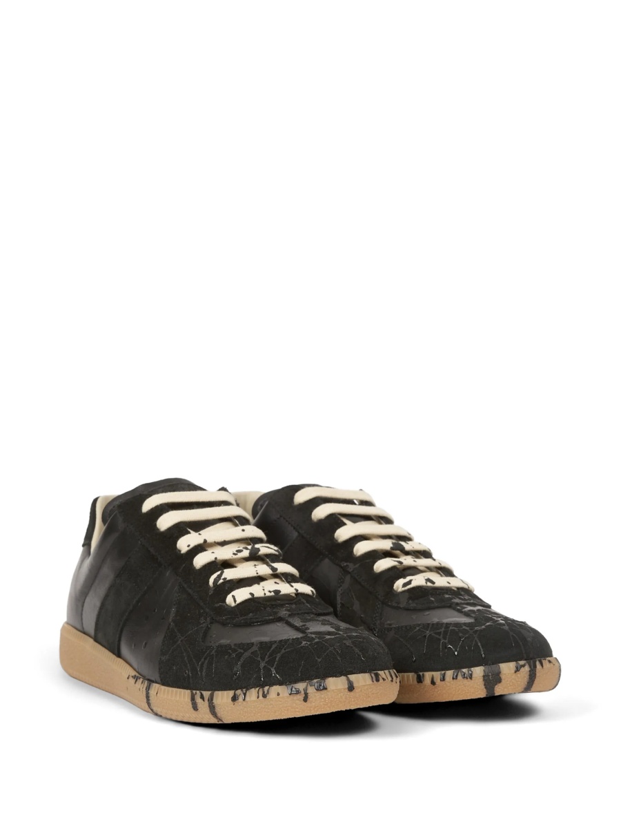 Sneakers Maison Margiela replica negri din piele intoarsa si piele - Img 2