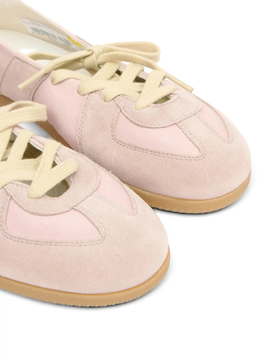 Sneakers Maison Margiela roz din piele si piele intoarsa - Img 7