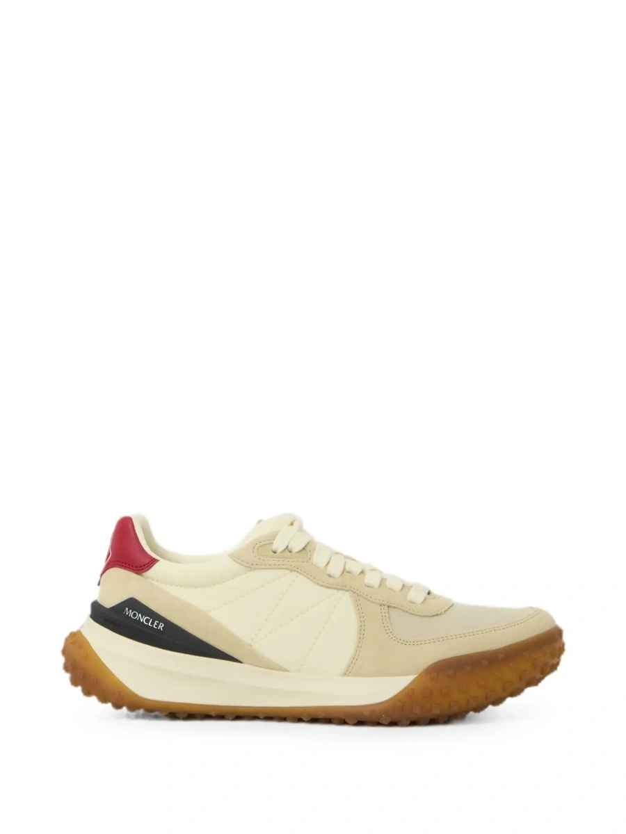 Sneakers Moncler bej din piele si material textil - Img 9