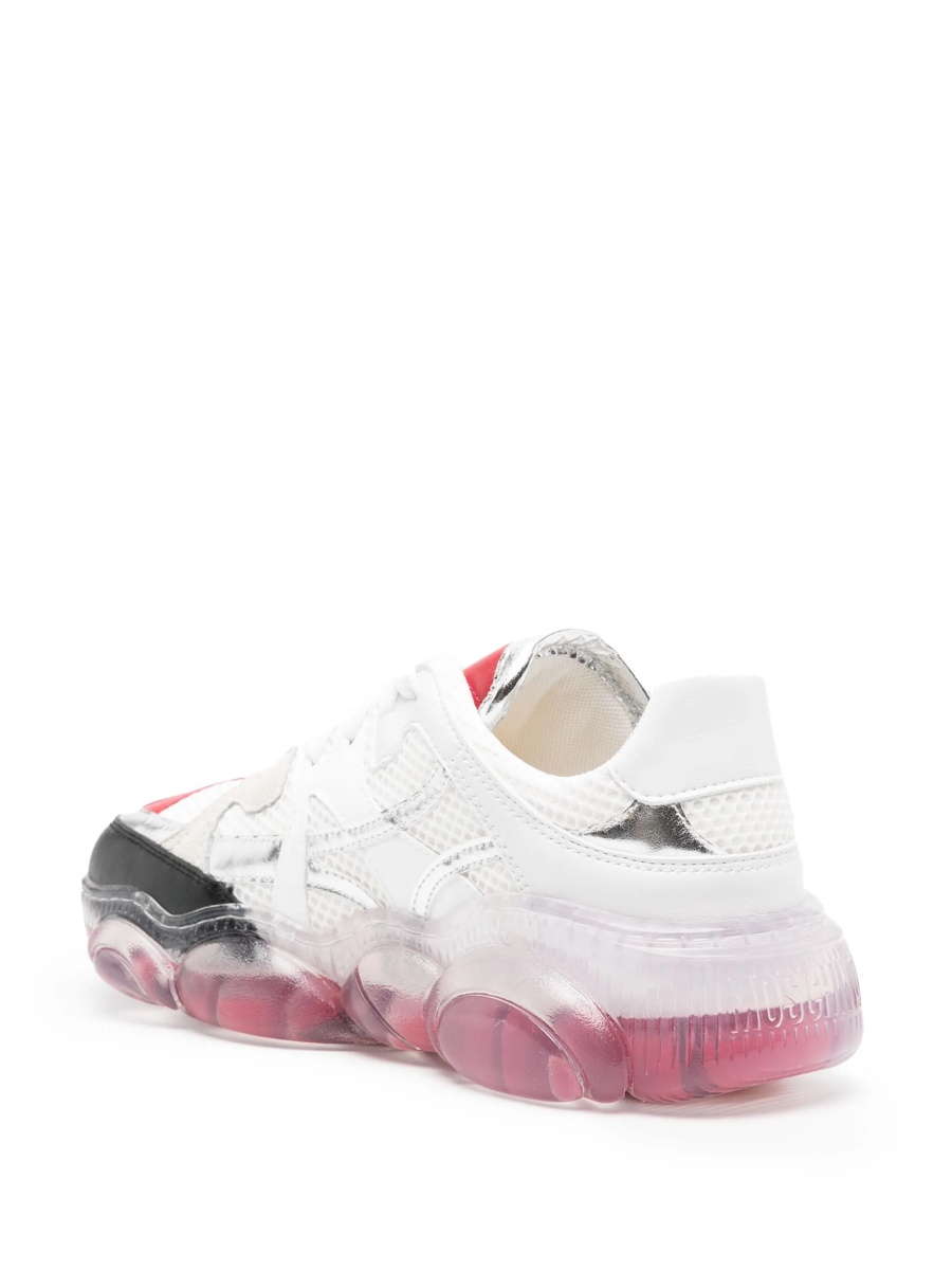 Sneakers Moschino albi din material textil si poliuretan - Img 3
