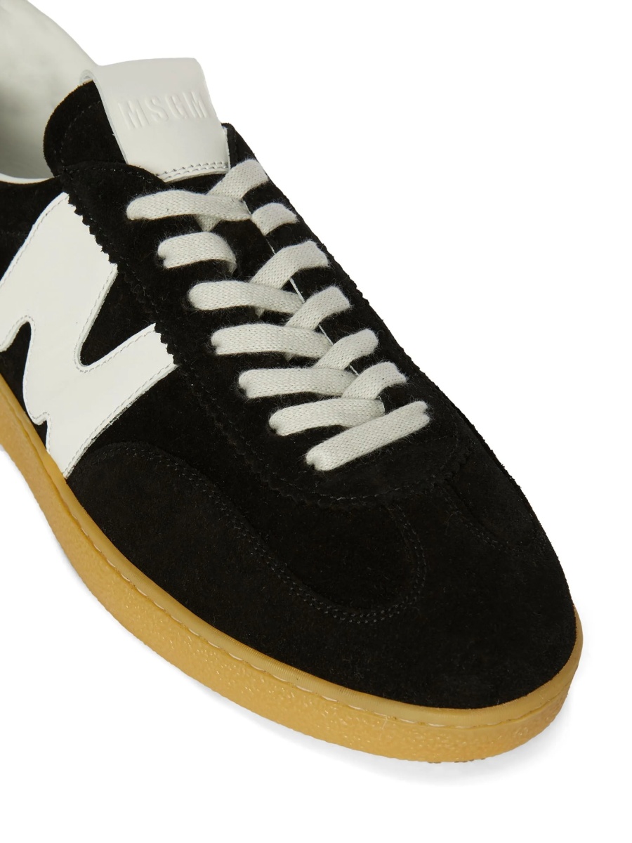 Sneakers MSGM negri din piele si piele intoarsa - Img 4