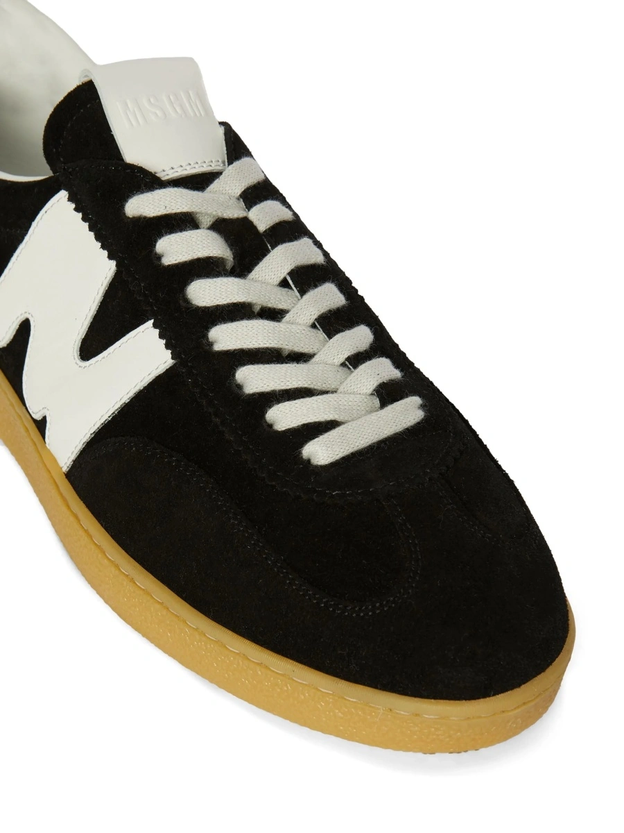Sneakers MSGM negri din piele si piele intoarsa - Img 4