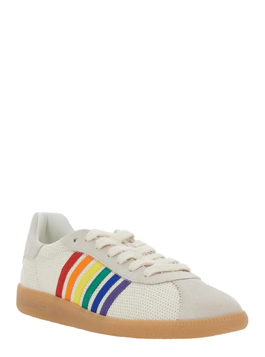 Sneakers Multicolor Sneaker with Logo Lettering Embroidery on the Tongue and Striped Details on the Side in Leather and Fabric for Men - Img 2