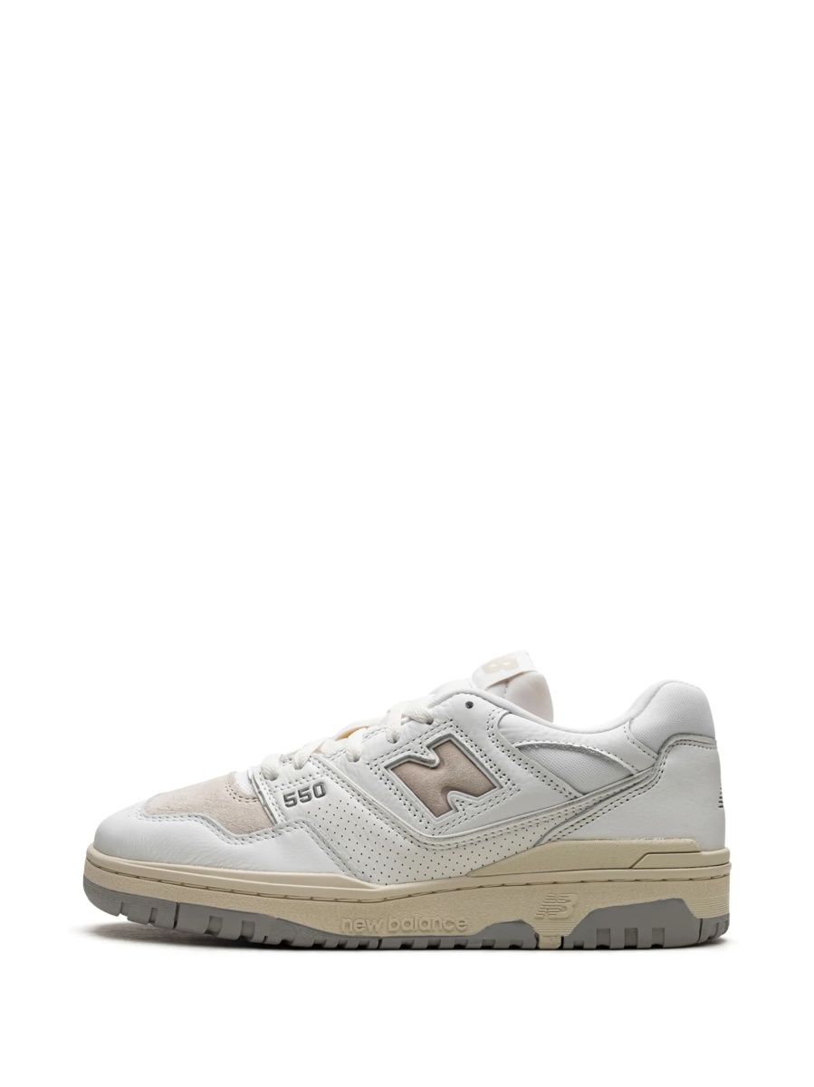 Sneakers New Balance 550 albi din piele intoarsa si piele - Img 5