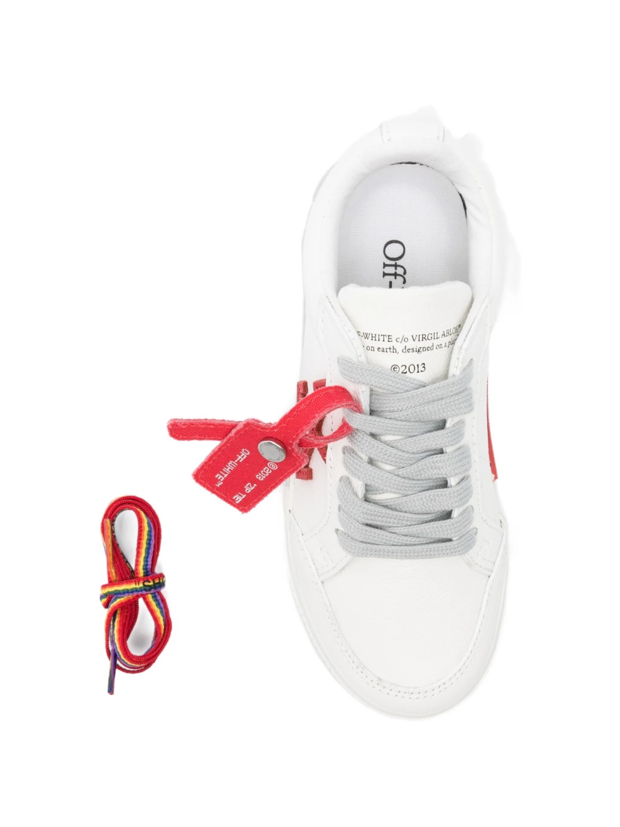 Sneakers Off-White albi din material textil si piele - Img 3