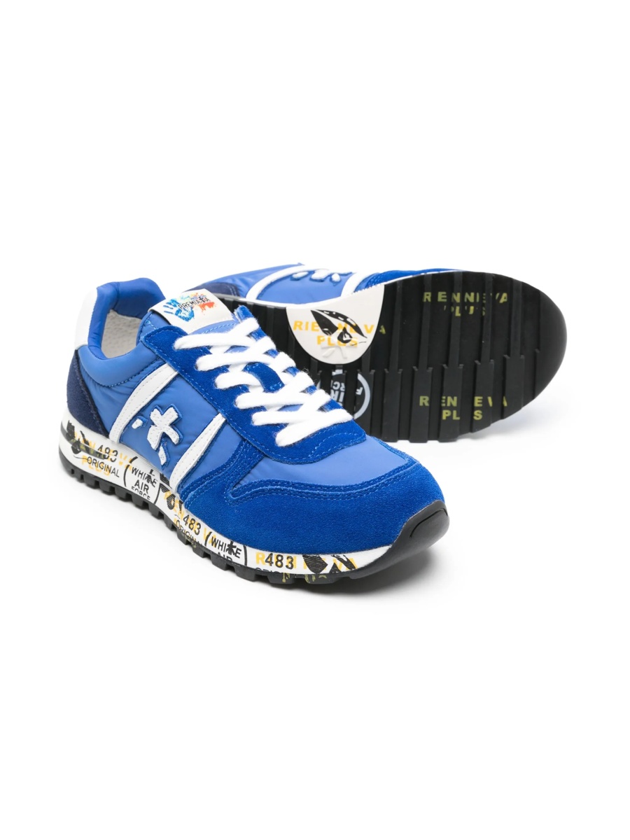 Sneakers Premiata albastri din material textil si piele intoarsa - Img 2