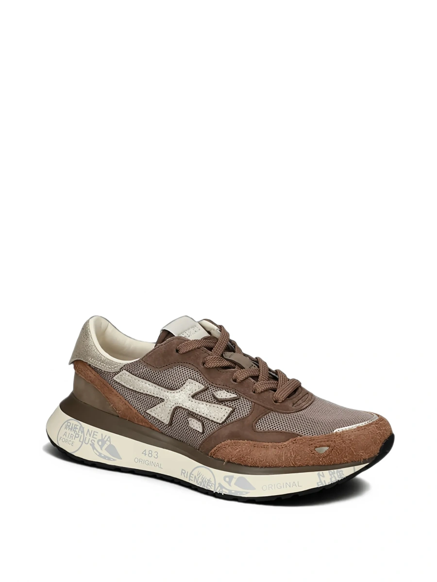 Sneakers Premiata maro din poliuretan si par de vitel - Img 2