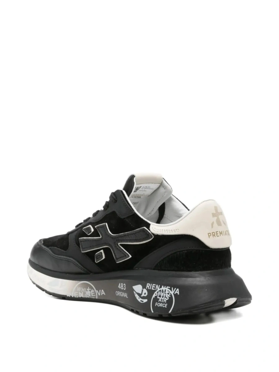 Sneakers Premiata negri din piele si piele intoarsa - Img 3