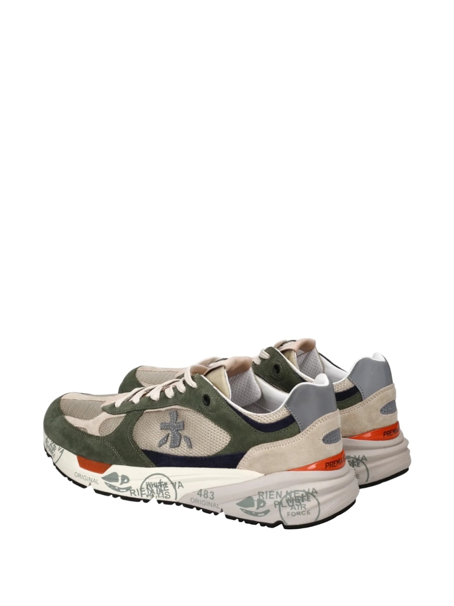 Sneakers Premiata neutri din piele intoarsa si plasa - Img 4