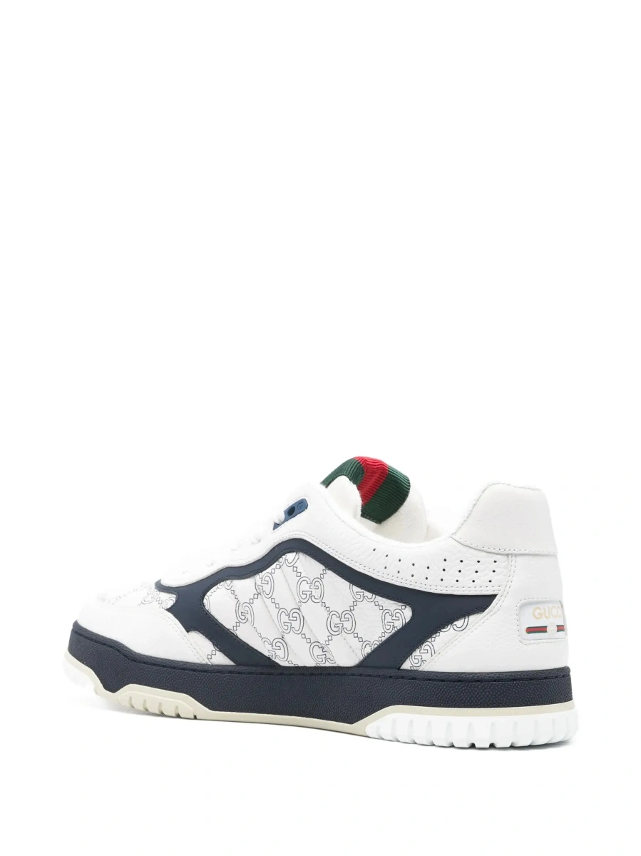 Sneakers 'Re-Web' White Sneaker Low Top with Web Tab and GG All-Over Motif in Leather Man - Img 6