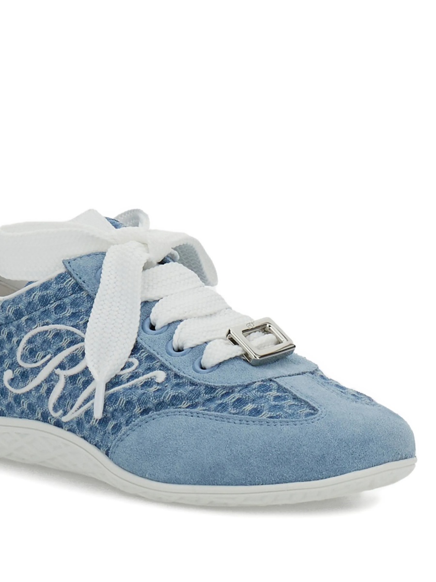 Sneakers Roger Vivier albastri din piele si material textil - Img 4