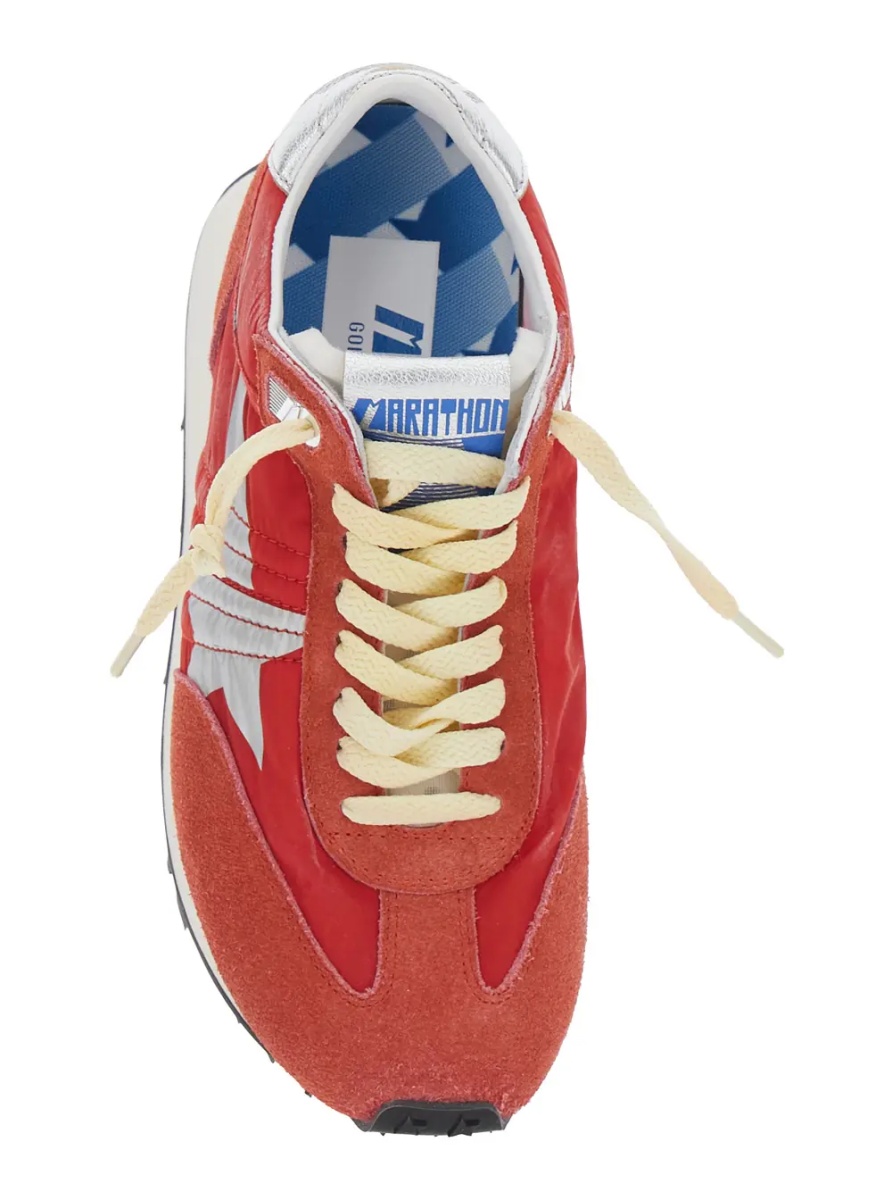 Sneakers 'Running Marathon' Red Sneakers with Star Patch on the Side and Laminated Heel in Leather for Women - Img 4