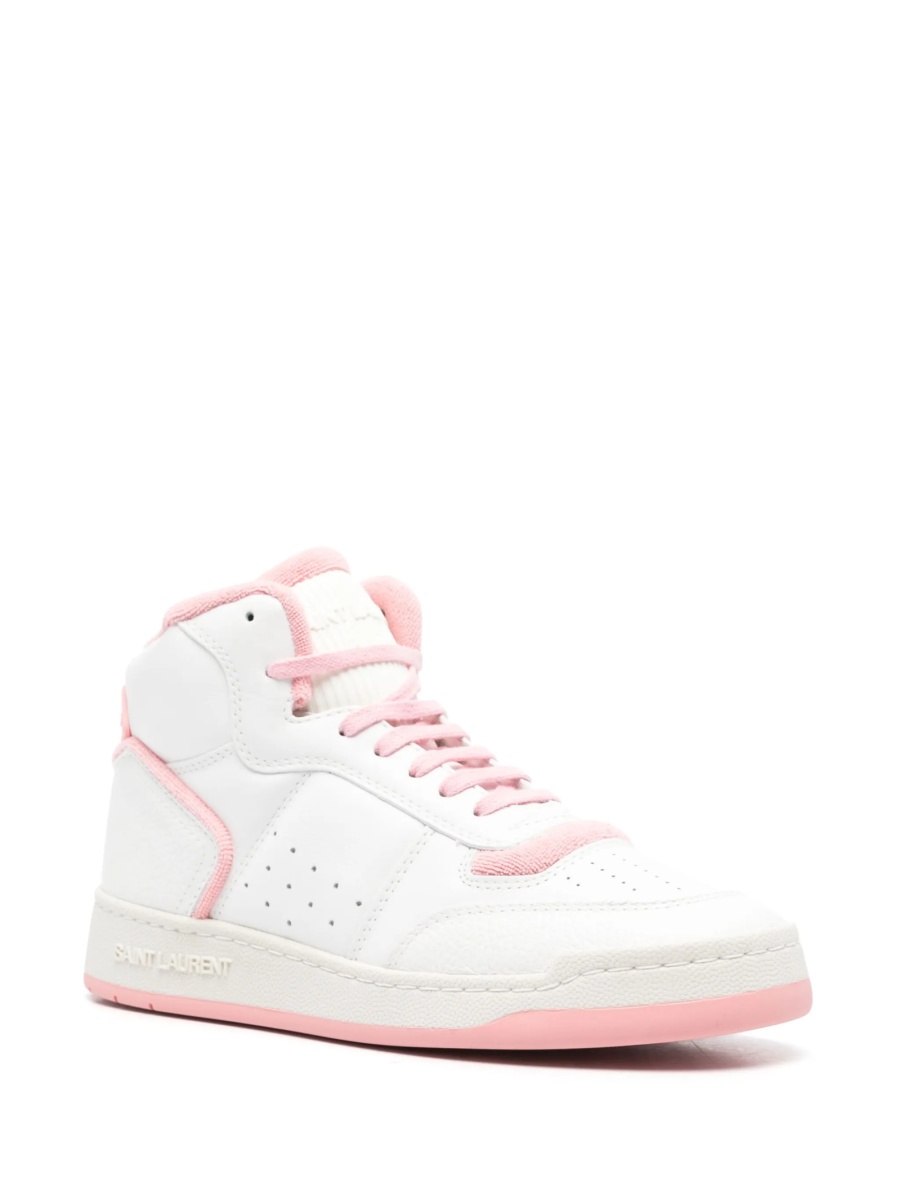 Sneakers Saint Laurent albi din material textil si piele - Img 2