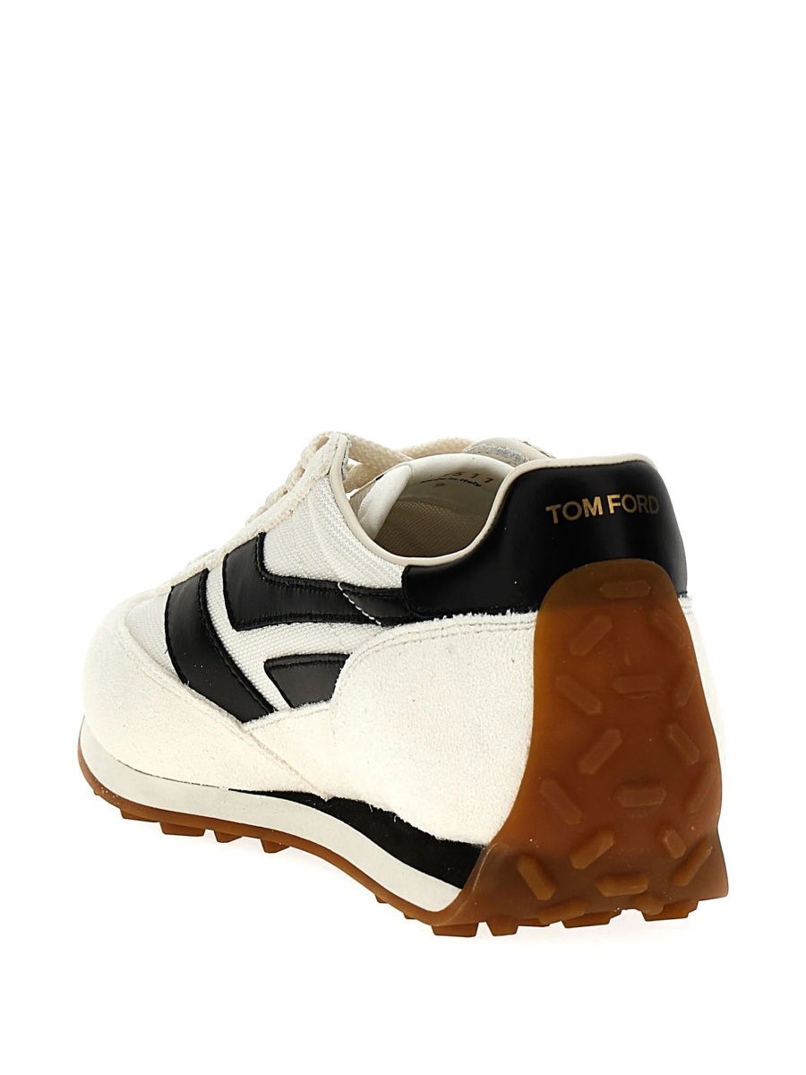 Sneakers Tom Ford neutri din plasa si piele intoarsa - Img 4