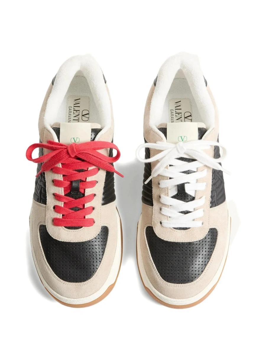 Sneakers Valentino Garavani bej din piele si material textil - Img 6