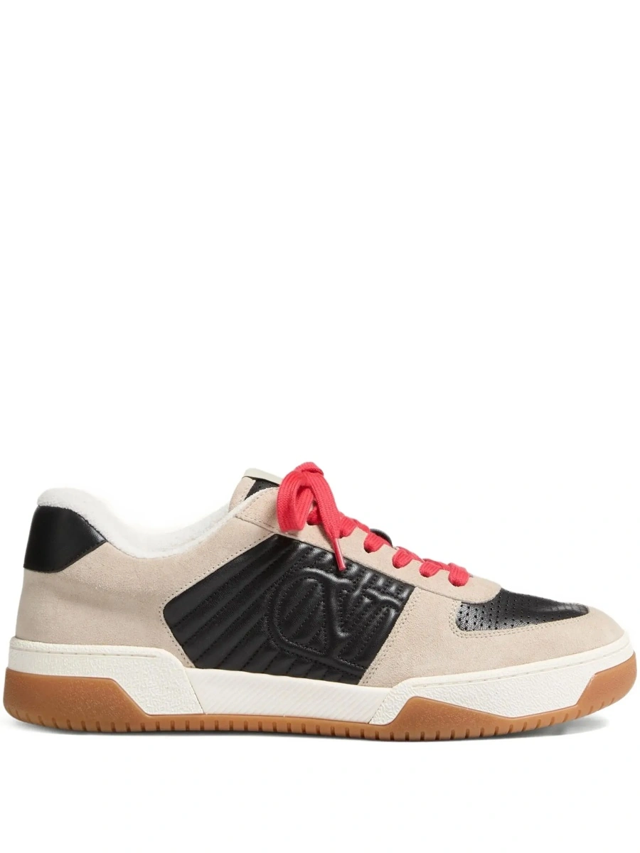 Sneakers Valentino Garavani bej din piele si material textil - Img 9