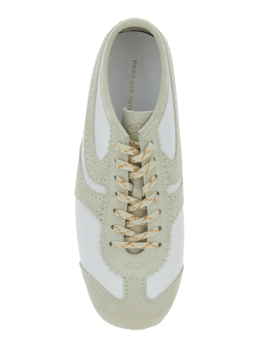 Sneakers White Low Top Sneakers with Embossed Logo on the Tongue in Leather and Suede Woman - Img 4