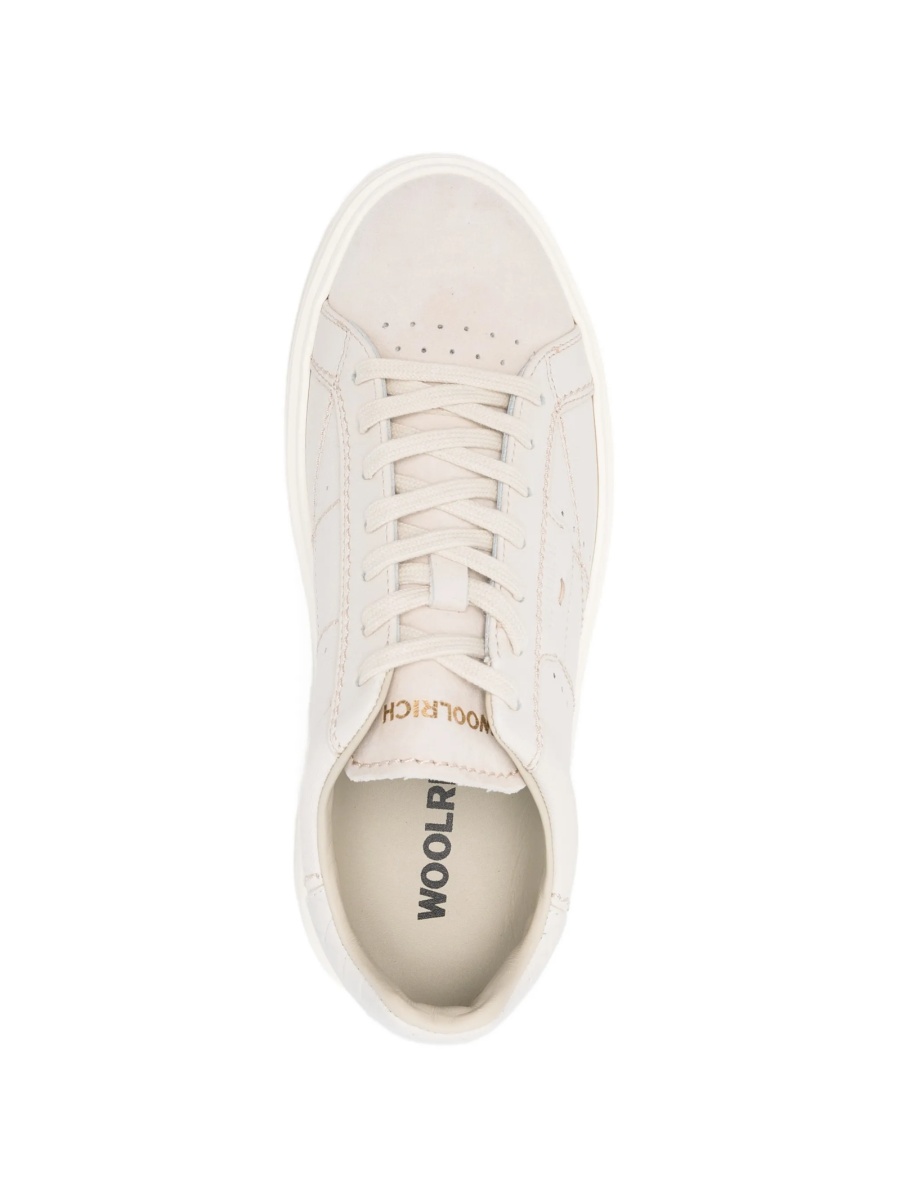 Sneakers Woolrich neutri din piele - Img 4
