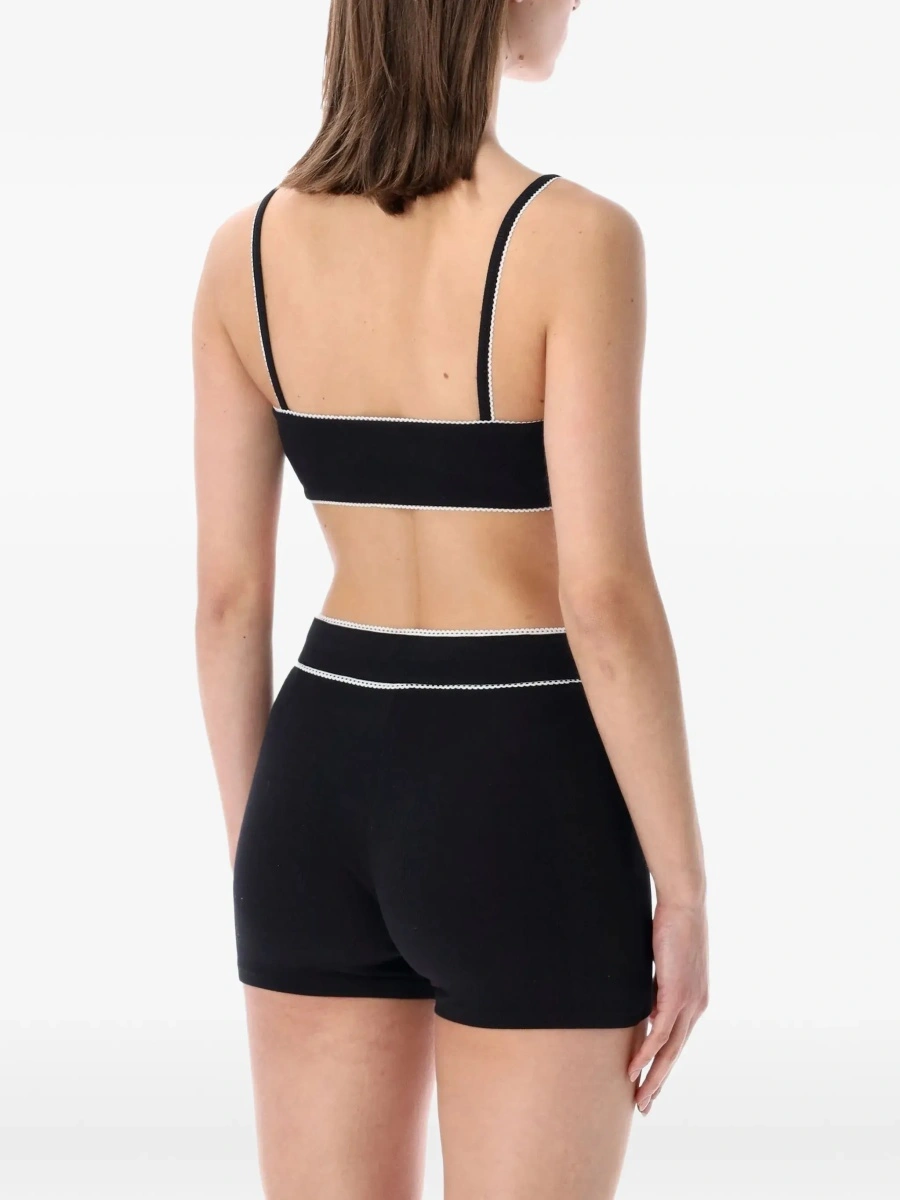 Sutiene Black Sports Bra with Square Neckline and Logo Patch on the Front in Stretch Cotton for Women - Img 4