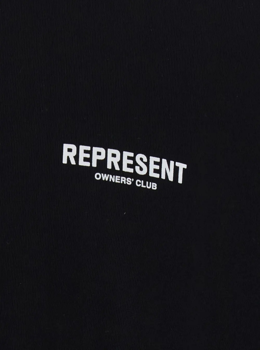 Tricou Black Crew neck T-shirt with logo lettering on front and back in cotton for men - Img 3