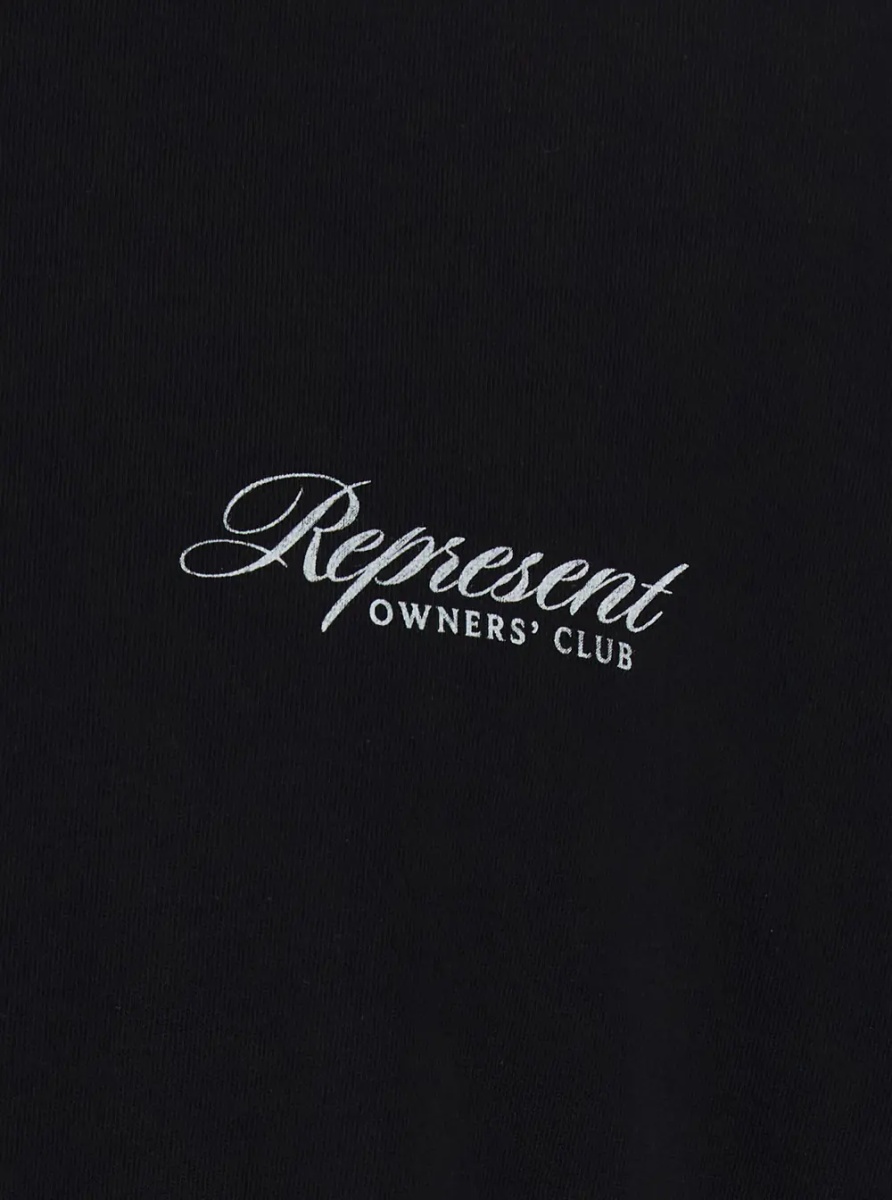 Tricou Black Crew neck T-shirt with logo lettering on front and back in cotton for men - Img 3