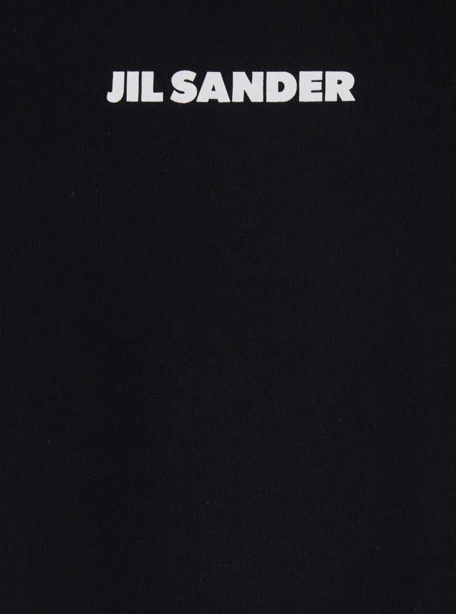Tricou Black Crew Neck T-Shirt with Logo Lettering on the Front in Cotton for Men - Img 3