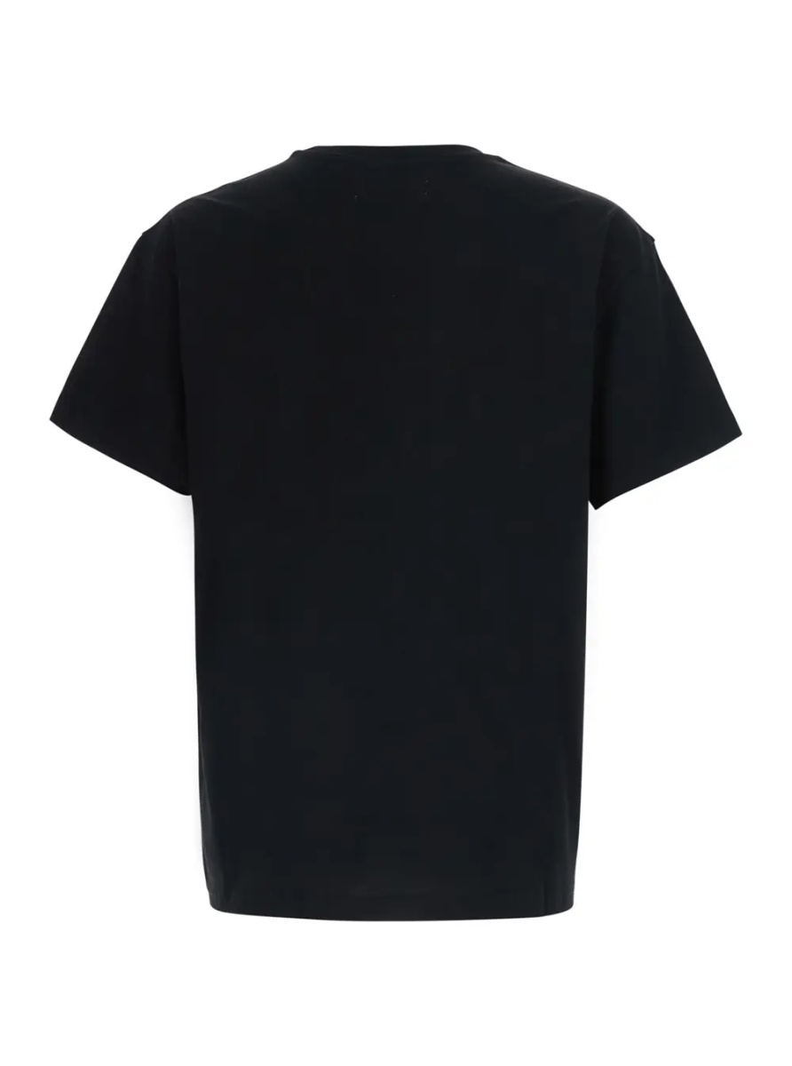 Tricou Black Crew Neck T-Shirt with Orb Embroidery on the Front in Cotton for Men - Img 2