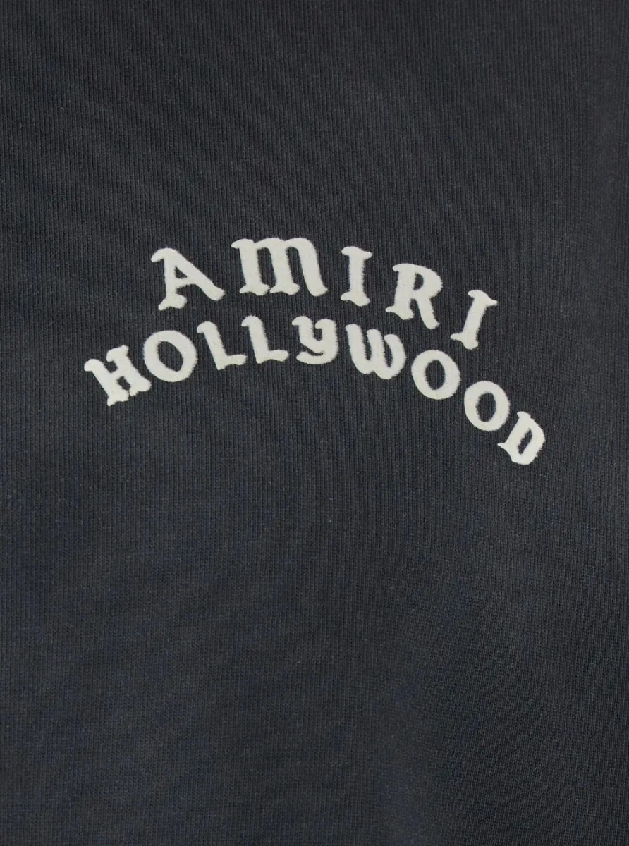 Tricou Black Crewneck T-Shirt with Logo Lettering on Front and Rear in Cotton Man - Img 3